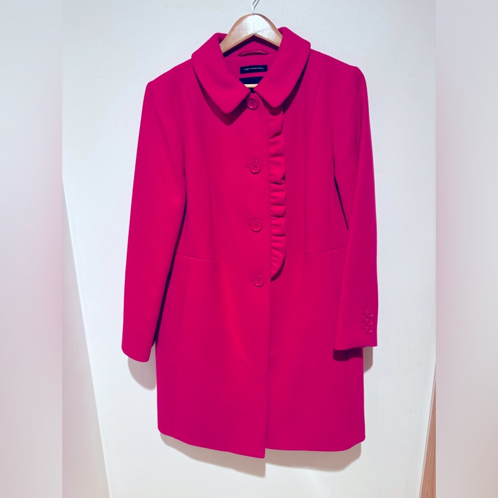 Vintage Talbots Pink Long Pea Coat Fabric Wooven in Italy Size Small